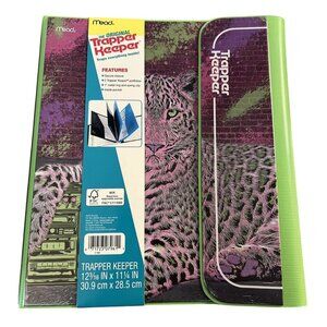 Mead Original Trapper Keeper Binder Retro Portfolio Style Purple Green Cheetah